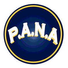 the logo for pana is shown in blue and yellow