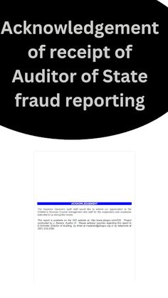 a black and white speech bubble with the words acknowledgement of receipt of author of state fraud reporting