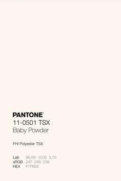 an advertisement for pantone's baby powder in white with black lettering on it