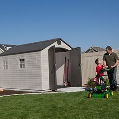 Lifetime Grey Plastic and Steel 8-foot x 12.5-foot Outdoor Storage Shed Amazing Sheds, Steel Storage Sheds, Diy Storage Shed, Simple Shed, Resin Storage