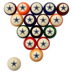 several pool balls are arranged in the shape of a star