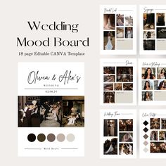 the wedding mood board is shown with different photos and text, including black and white