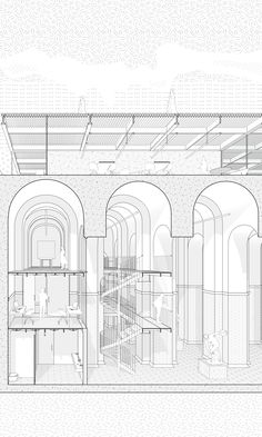 an architectural drawing of the inside of a building