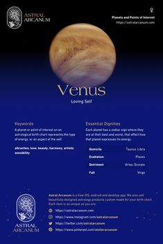 an image of the planet venus with its name on it's back side and description below