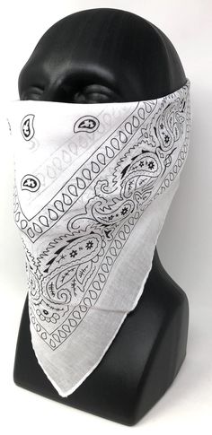 "White Face Mask. Bandana Style Multipurpose. Handmade with 100% Cotton Fabric. 3 in Multi-functional Face Mask. Comfort Fit Design. Multipurpose. Wear it as a Face Mask, Headband or Neck Accessory. Dimensions: 22\" Inches x 22\" Inches. Paisley Pattern. Unisex Design. Reusable & Washable FAST & FREE SHIPPING! Visit my Etsy Shop to see more Handmade Jewelry and Accessories! At Freedom Life Style Jewelry you will find a variety of Necklaces, Bracelets, Earrings and Beanies. Click here to Traditional White Bandana With Bandana Print, White Adjustable Casual Bandana, Traditional White Cotton Bandana, White Casual Bandana, White Cotton Bandana For Festivals, White Cotton Festival Bandana, White Casual Bandana With Bandana Print, Traditional White Bandana For Festival, Adjustable White Cotton Bandana