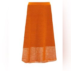 Easy Slip-On Skirt. Woven From Cotton Cord, This Crochet Skirt Is Effortless And Feminine. Its Half-Lined Silhouette Features A Peek Of Skin At The Knee With A Slight Flare At The Hem. Elastic Waistband. 80% Cotton, 20% Polyamide. Hand Wash Cold. Lay Flat To Dry And Warm Iron If Needed. Or Dry Clean. Fabric Imported From Italy. It Is Soft And Elegant. Brand New! I Removed The Tag But Never Had The Chance To Use It. Although It Is Xxs It Runs Larger. I’m Usually A S/M Size And It Fits Me Perfectl Elegant Knit Bottoms For Summer, Summer Stretch Pointelle Knit Bottoms, Chic Pointelle Knit Spring Skirt, Chic Spring Pointelle Knit Skirt, Chic Pointelle Knit Skirt For Spring, Summer Pointelle Knit Bottoms, Spring Knit Skirt With Pointelle Details, Spring Pointelle Knit Skirt, Spring Knit Bottoms With Pointelle Detail