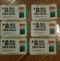 four coupons for $ 2 50 each or more on the back of an ipod