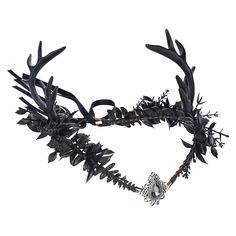 PRICES MAY VARY. UNIQUE DESIGN: Our Deer Horn Fairy Crown features an elegant V-shape design adorned with laurel leaves and deer antler decorations on either side. Its delicate and intricate craftsmanship exudes a forest-like ambiance, making you the most unique person at any party or event. HANDCRAFTED: Each of our crowns is handcrafted to perfection, ensuring that no two pieces are alike. It takes a significant amount of time and effort to create every piece, which makes it all the more specia Dark Fairy Headpiece, Nature Headdress, Enchanted Outfit, Elf Circlet, Fae Crown, Antler Decorations, Dark Fairy Crown, Bone Crown, Witch Headpiece