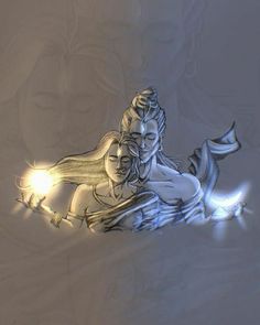 an artistic drawing of two people on a white sheet with light coming from behind them