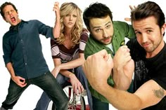 a collage of the cast of tv shows including one man with his fist raised