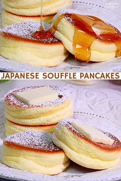 japanese souffle pancakes with butter and syrup