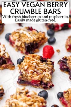 easy vegan berry crumble bars with fresh blueberries and raspberries made gluten free