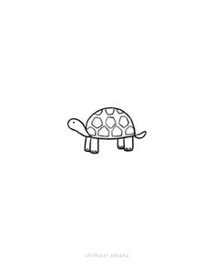 a black and white drawing of a turtle