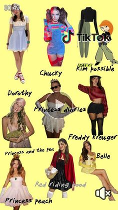 an image of different types of women in costumes and words on the bottom right corner