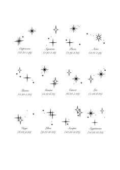 an image of stars in the sky with different sizes and shapes on it's side