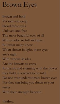 the brown eyes poem is shown in black and white