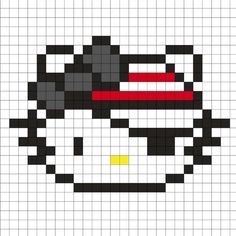 an image of a cross stitch pattern that looks like a cat with a hat on it