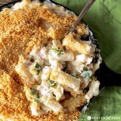 a close up of food in a pan on a table