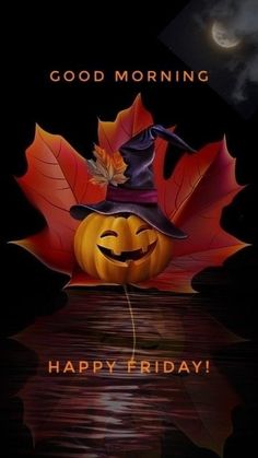 a pumpkin with a witch's hat sitting on top of it