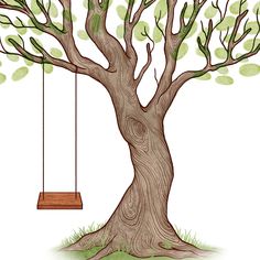 a tree with a swing hanging from it