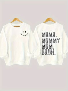 Forensic Art, Mommy Son Outfits, Georgia Style, Preppy Shirt, Team Mom, Cool Mom, Moms Club, Letter Print Sweatshirt, Cute Preppy Outfits