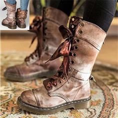 Category:Boots; Upper Materials:PU; Embellishment:Buckle; Season:Winter,Fall; Heel Type:Flat Heel; Gender:Women's; Size Suggestion:standard size, select your usual size; Toe Shape:Round Toe; Type:Mid Calf Boots; Style:Minimalism,Casual,Vintage; Heel Height(inch):<1; Outsole Materials:Rubber; Occasion:Outdoor,Daily; Closure Type:Zipper,Lace-up; Pattern:Solid Color; Listing Date:09/11/2023; Production mode:Self-produce; 2023 Trends:Combat Boots,Lace Up Boots,Plus Size; Foot Length:null; Foot Width Boots Boho, Boho Boots, Low Heel Boots, Sandals Wedges, Chunky Shoes, Lace Up Booties, Thick Heel, Casual Heels, Classic Boots