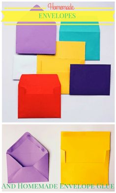 an origami envelope is shown with different colors and shapes to make it look like they