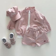 Casual Cotton Gingham Sets, Casual Gingham Cotton Sets, Gingham Cotton Long Sleeve Sets, Gingham Cotton Sets With Long Sleeves, Gingham Cotton Set With Long Sleeves, Long Sleeve Gingham Cotton Set, Cotton School Sets For Fall, Casual Plaid Sets For Summer, Casual Plaid Summer Sets