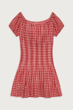 Sadie Gingham Mini Dress - Cherry Gingham Cute Fits For School Summer, 70s Summer Fashion, Sports Game Outfit, Italy Clothes, Gingham Set, Midsize Summer, Dresses Sleeves, Gingham Mini Dress, New England Summer