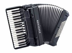 an accordion that is black and white with the words weltmeisterer on it