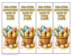 three easter cards with eggs in a basket