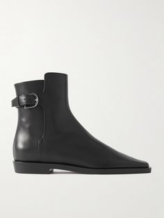 TOTEME's boots are 'Belted' at the back for a subtle adjustment to the sleek shape. Resting on a slight heel, they're made from leather in a clean, angular shape and have a tapered square toe.<br><br>This product was created using Considered Processes. Find out more about NET SUSTAIN <a href="https://www.net-a-porter.com/en-gb/campaigns/net-sustain">here.</a> Tapered Square, Shoes Boots Ankle, Boot Pumps, Clothes Collection, Black Ankle Boots, Leather Ankle Boots, Manolo Blahnik, Boot Shoes Women, Net A Porter