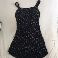 Cutest Mini Dress With Built In Pads And A Bustier Look,, Brand New And Never Worn,,, The Color Is A Dark Navy Blue Casual Floral Print Mini Dress For Dress Down Occasion, Casual Mini Sundress For Dress Down, Casual Mini Length Sundress, Casual Fitted Sundress With Buttons, Fitted Casual Sundress With Buttons, American Eagle Dress, Future Wardrobe, Dresses Floral, Dark Navy Blue