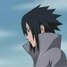 an anime character with black hair wearing a hoodie and looking off into the distance