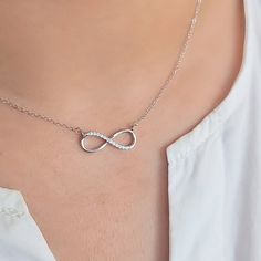 Infinite 925 Sterling Silver Necklace, Infinity jewelry, Minimalist Jewelry, Gift for Her, Christmas Gift, Silver Infinity, 16" Inches Dainty Infinite  Necklace is a perfect gift for anniversary, christmas, bridesmaid, birthday, graduation, wedding, engagement, best friend, mom and sister. Elegant Infinity Necklace For Gifts, Silver Infinity Jewelry As A Gift, Customizable Silver Infinity Jewelry, Silver Infinity Jewelry For Best Friend Gift, Luxury Infinity-shaped Gift Necklace, Infinity Jewelry, Mom And Sister, Minimalist Jewelry, Sterling Silver Necklaces