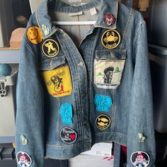 Selling A Vintage Valerie Stevens Denim Jacket I Believe It’s From The 70’s With Some Vintage Sewn Patches On Front Of Jacket Also On The Back And A Couple On The Sleeves. Minor Stain On Left Sleeve That Can Be Washed Away. Casual Denim Outerwear With Embroidered Patch, Denim Jacket With Patches And Long Sleeves, Denim Jacket With Patches Long Sleeve, Casual Medium Wash Denim Jacket With Embroidered Patch, Casual Denim Outerwear With Patches, Dark Wash Long Sleeve Denim Jacket With Patches, Dark Wash Denim Jacket With Patches, Fall Denim Jacket With Patches, Retro Denim Patchwork Outerwear