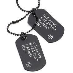 PRICES MAY VARY. Black Satin Two-Pieces Mens Military Army Dog Tag Pendant Necklace with 28 inches Ball Chain Metal: Alloy Finishing: Satin Dimension: Pendant: length: 12CM(4.72"); width: 3CM(1.18"); Chain length: 70CM(27.56"); Weight: 30.5g Package: Jewelry Box with Brand Name COOLSTEELANDBEYOND *Condition: 100% brand new
*Code: MP-821
*Metal: Alloy
*Finishing: Satin
*Chain: Alloy hollow ball chain
*Clasp: Barrel ball chain connector
*Dimension: Pendant: length: 12CM(4.72"); width: 3CM(1.18"); Nametag Ideas, Mens Dog Tag Necklace, Leather Phone Case Handmade, Guys Ear Piercings, Army Dog Tag, Army Dogs, Hand Carved Jewelry, Package Jewelry, Dog Tag Pendant