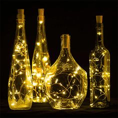 3 Pack | 3Ft Battery Powered 20 LED Warm White Cork Wine Bottle Lights DIY Fairy String Lights Table Centerpiece Decoration Wine Bottle Fairy Lights, Fairy Lights Diy, Bottle Fairy Lights, Cheap Lanterns, Wine Bottle Lights, Diy String Lights, Wine Bottle Lamp, Empty Glass Bottles, Wine Bottle Corks