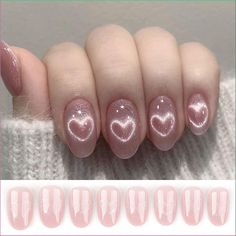 Light Colored Nails, Colored Nail Tips, Eye Nail Art, Heart Nail, Nagel Tips, Cat Eye Nails, Nail Forms, Get Nails, Cat Eyes