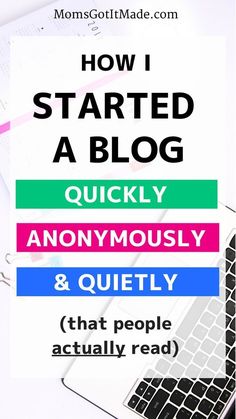 the words how i started a blog quickly and quickly on top of an image of a laptop