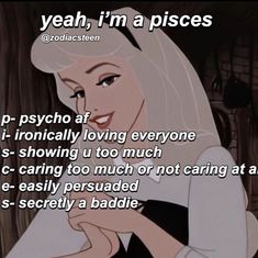 an image of a cartoon character with the words yeah, i'm a pisces