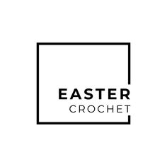 the easter crochet logo is shown in black and white, with a square frame