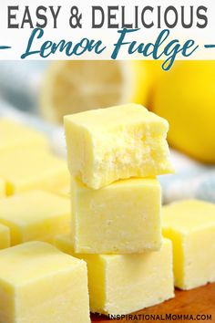 easy and delicious lemon fudge recipe made with only 3 ingredients, it's the perfect summer treat