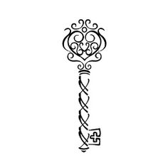 an ornate key tattoo design on a white background