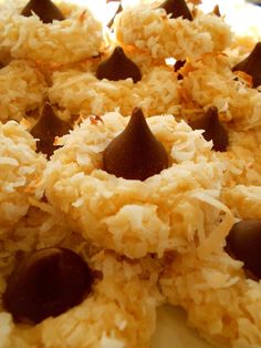 cookies with chocolate chips and coconut on top