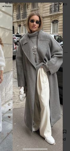 Chique Outfit, Grey Coat, Looks Street Style, Coat Outfits, Mode Inspo, 가을 패션, Autumn Outfit