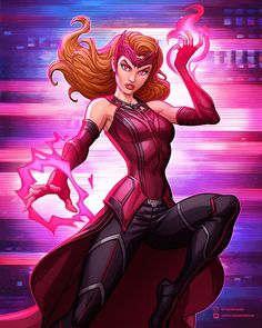 an image of a woman with long red hair in the style of captain marvel comics