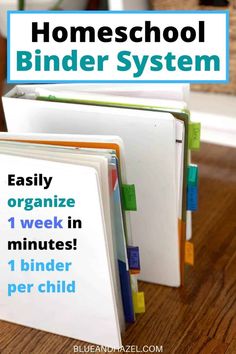 three binders with the words homeschool binder system on them and an image of