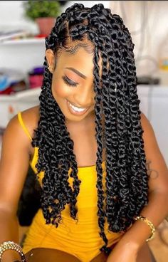 Water Wave Crochet Braids, Hair Braiding Styles, African Hair Braiding, Water Wave Crochet, Bohemian Locs, Crochet Braids Hair, Wave Crochet, Braided Hairstyles For Black Women Cornrows