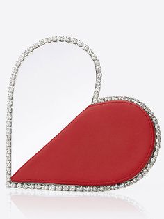 Finley Diamond Red Heart Bag - Fashion Pov Red Pouch Shoulder Bag For Valentine's Day, Red Heart-shaped Evening Bag, Chic Red Heart-shaped Bag, Chic Red Heart-shaped Shoulder Bag, Compact Red Bags For Gifts, Heart Handbag, Diamond Red, Lace Halter Dress, Deep V Dress